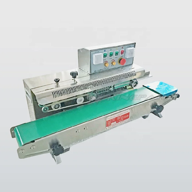 
CBS980P Continuous Automatic Plastic Bag Heat Sealer With Ink Wheel Printing 