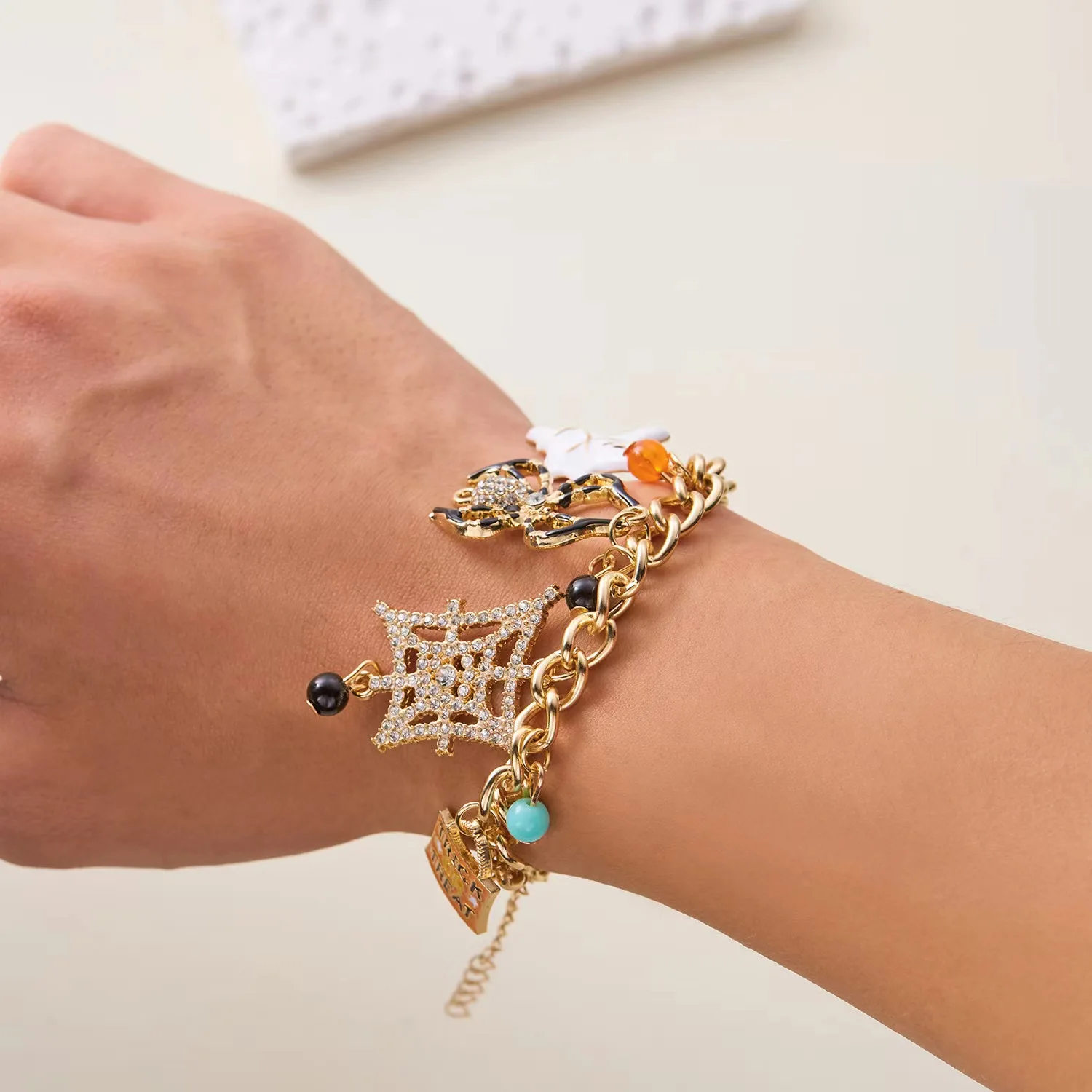 Popular character Halloween holiday hand jewelry dripping cartoon pumpkin skull Ghost spider Halloween jewelry