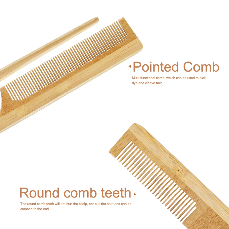 Wholesale Natural Bamboo Comb Wooden Hair Comb Customized Handmade Bamboo Hair Detangling Comb