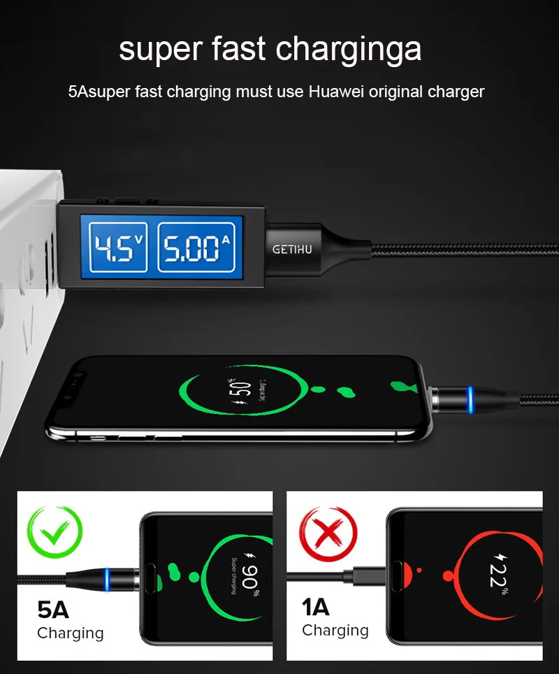  Нейлоновый Плетеный Магнитный 3 в 1 usb c к зарядному устройству Micro USB-C 360 градусов 3A 5A кабель для быстрой зарядки мобильного