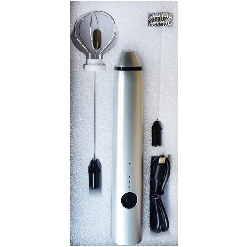 2020 amazon hot seller rechargeable milk frother set with usb cable handheld coffee blender electric coffee mixer