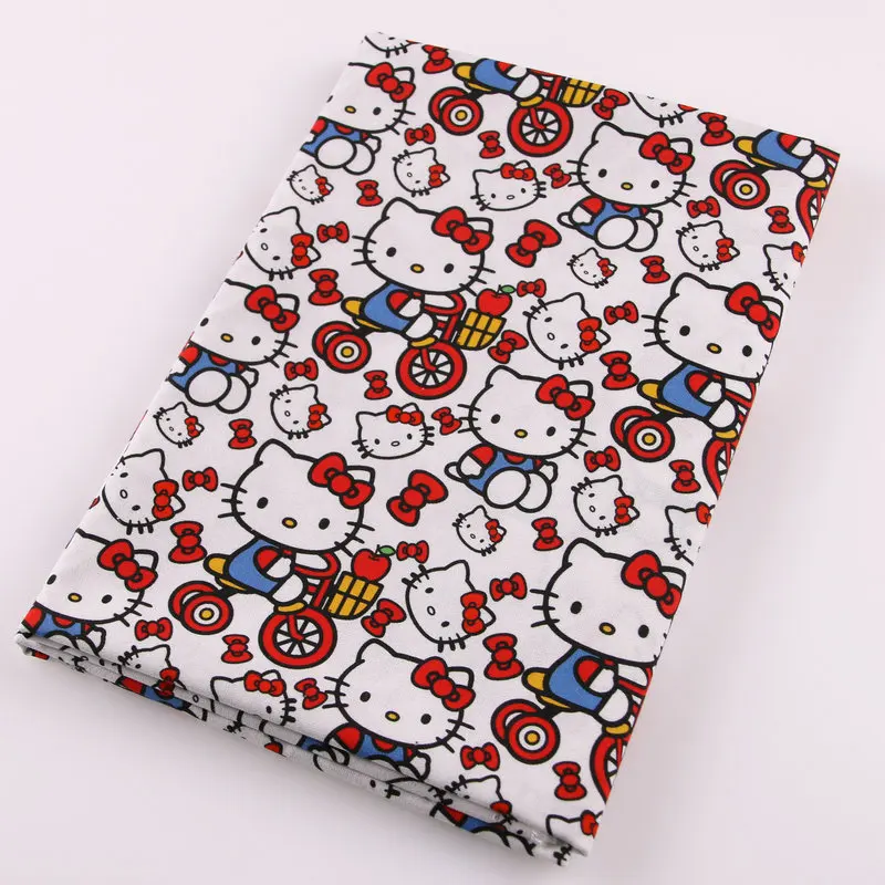 High density 100% combed cotton poplin pink hello kitty customized digital cotton fabricgarment material fabric for sale