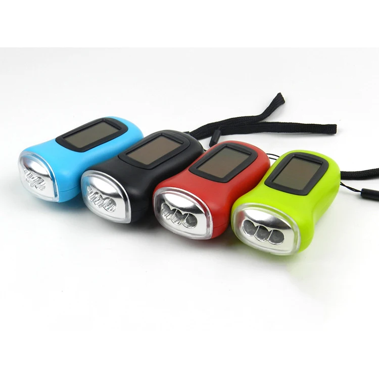 Hiking Camping Survival Emergency Rechargeable Dynamo LED Torch Hand Crank Solar Flashlight