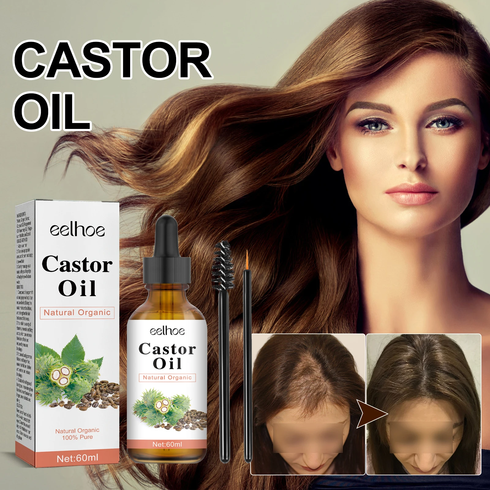 EELHOE Organic Castor Oil Natural Formula Castor Oil Strengthening Pressing Black Castor Oil