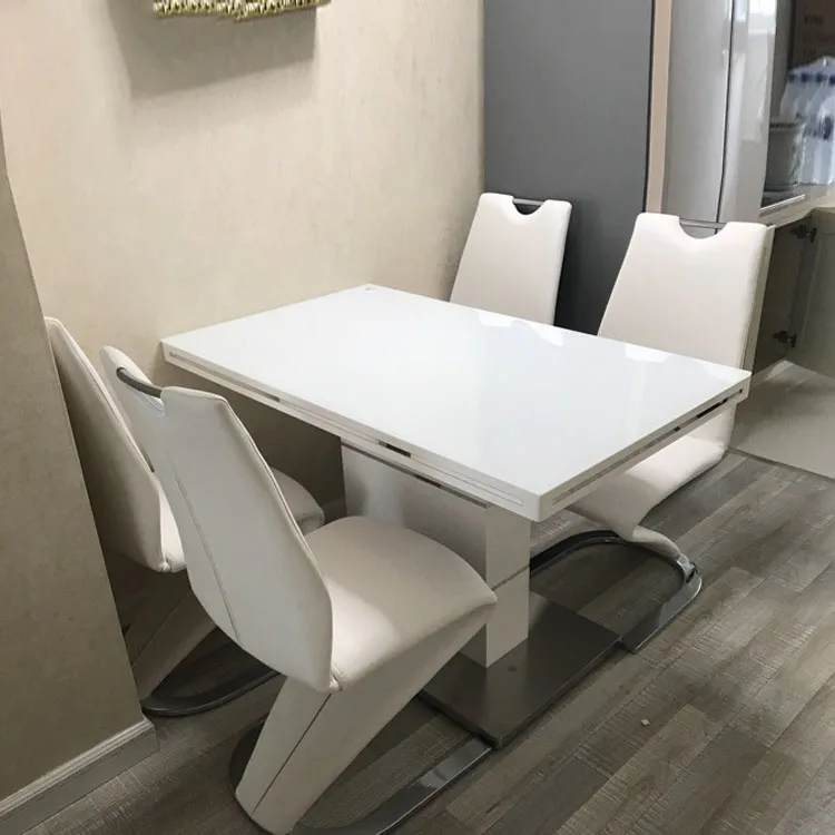 Newest Hot-sale Luxury Large Size Home Eating Table High Gloss Wooden Dining Room Table and Chairs