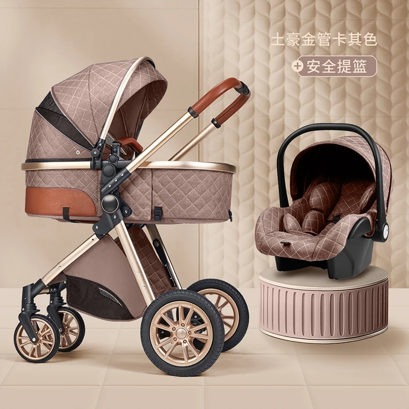 Luxury Baby Stroller High View Baby Pram Carrier Chinese Supplier Directly Sale 3 in 1 Leather Custom OEM Customized Frame Logo