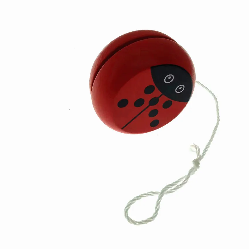Cute Animal Prints Wooden Ladybug Toys Kids Creative Yo Yo Toys For Children