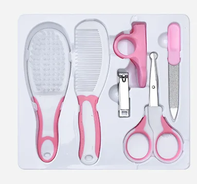 New Design Baby Care Cleaning 6pcs Nursing Set Nail Scissors Set Baby Safety Comb Brush Gift Box Baby Grooming care Kit