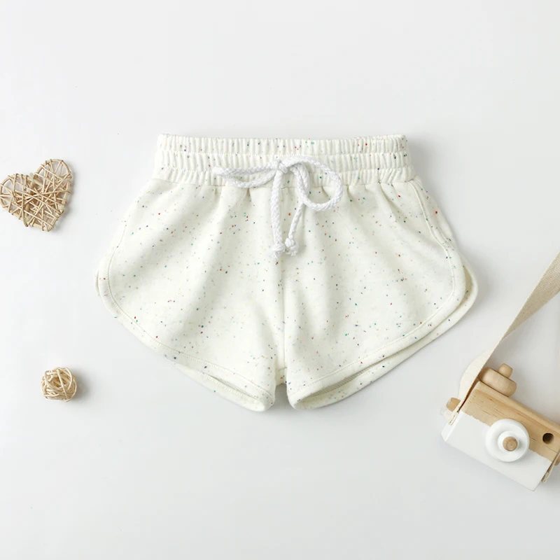 Оптовая продажа детская одежда летние хлопковые шорты Kds в горошек с эластичным поясом и шнуровкой для девочек