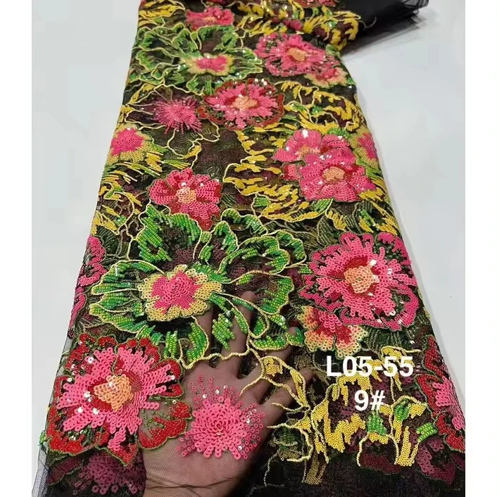 fashion floral sequins lace fabric for dubai lace fabric market