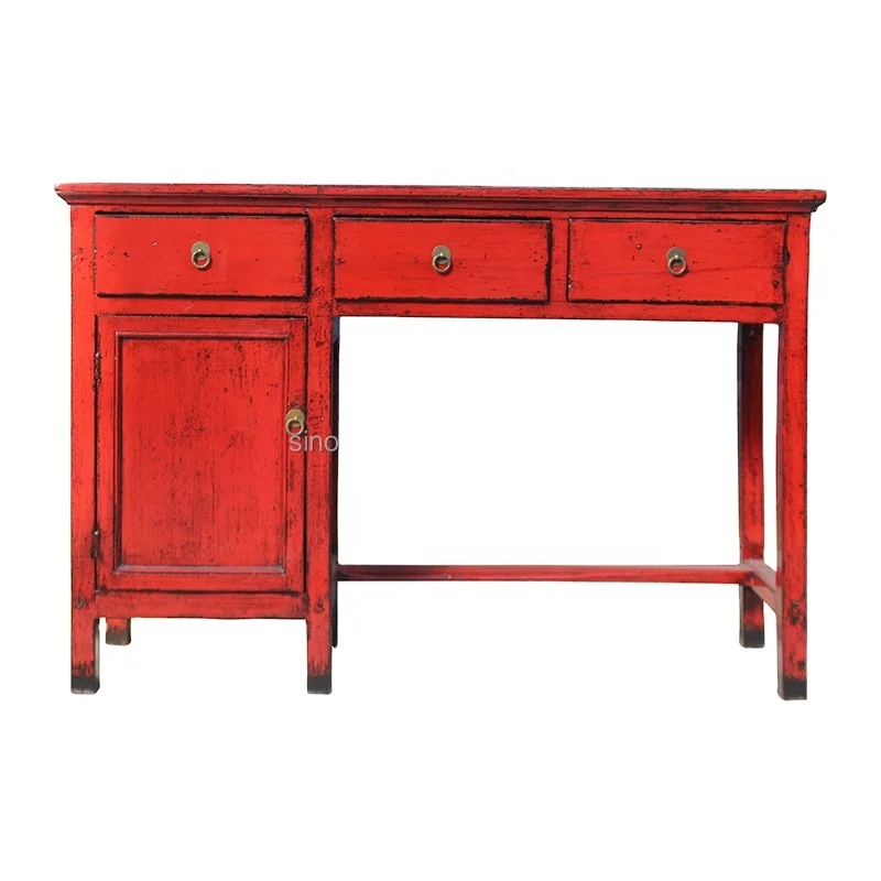 Chinese antique wooden hand painted drawers study desk office table