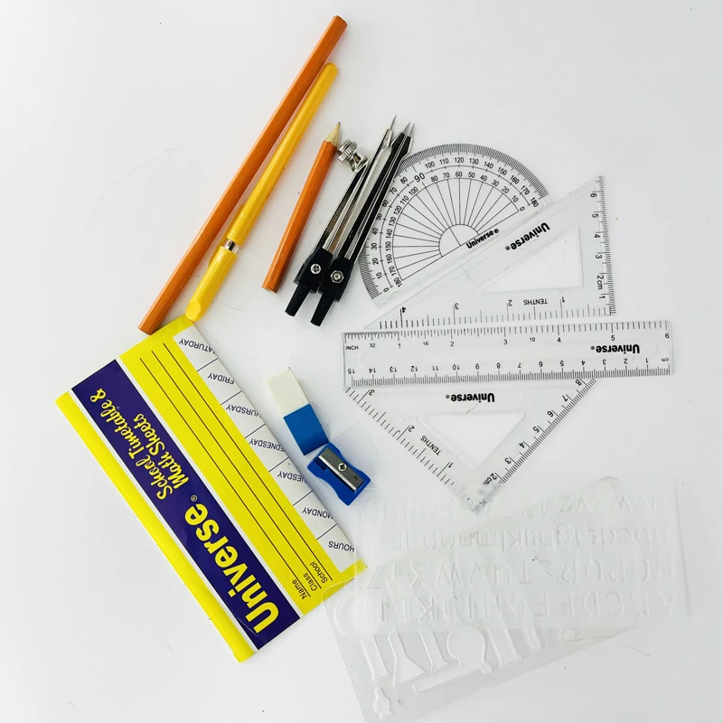 Orginal Universe School Tools Drawing Set For Kids Math Set Metal Box Geometry Tool Set Mathematical