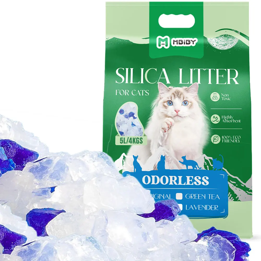 Plastic Bag Stocked Silica Gel Crystal Neo Clean Cat Litter White With 3% Blue Indicator Silica`gel Cat Litter