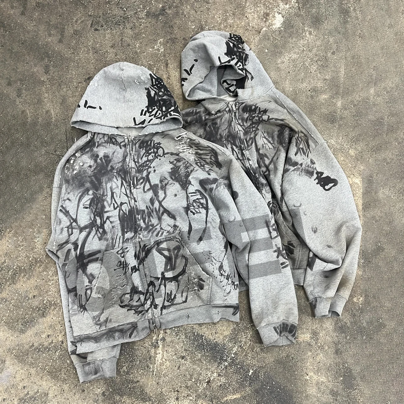 Custom zipper oversized streetwear graffiti full over printing streetwear sun faded mens distressed zip up hoodies