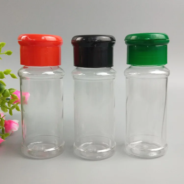 Wholesale Empty Transparent 100ml Plastic Pepper Spice seasoning Powder bottle
