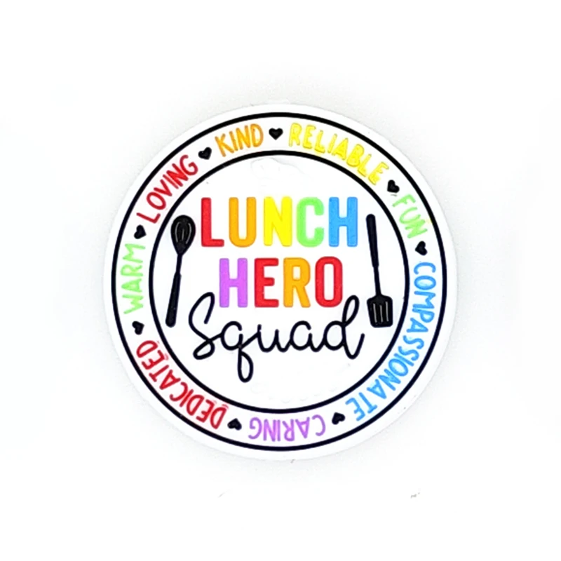 Lunch Hero Squad Focal Beads Funny Round Loose Silicone Beads For Diy Keychain Pens Making