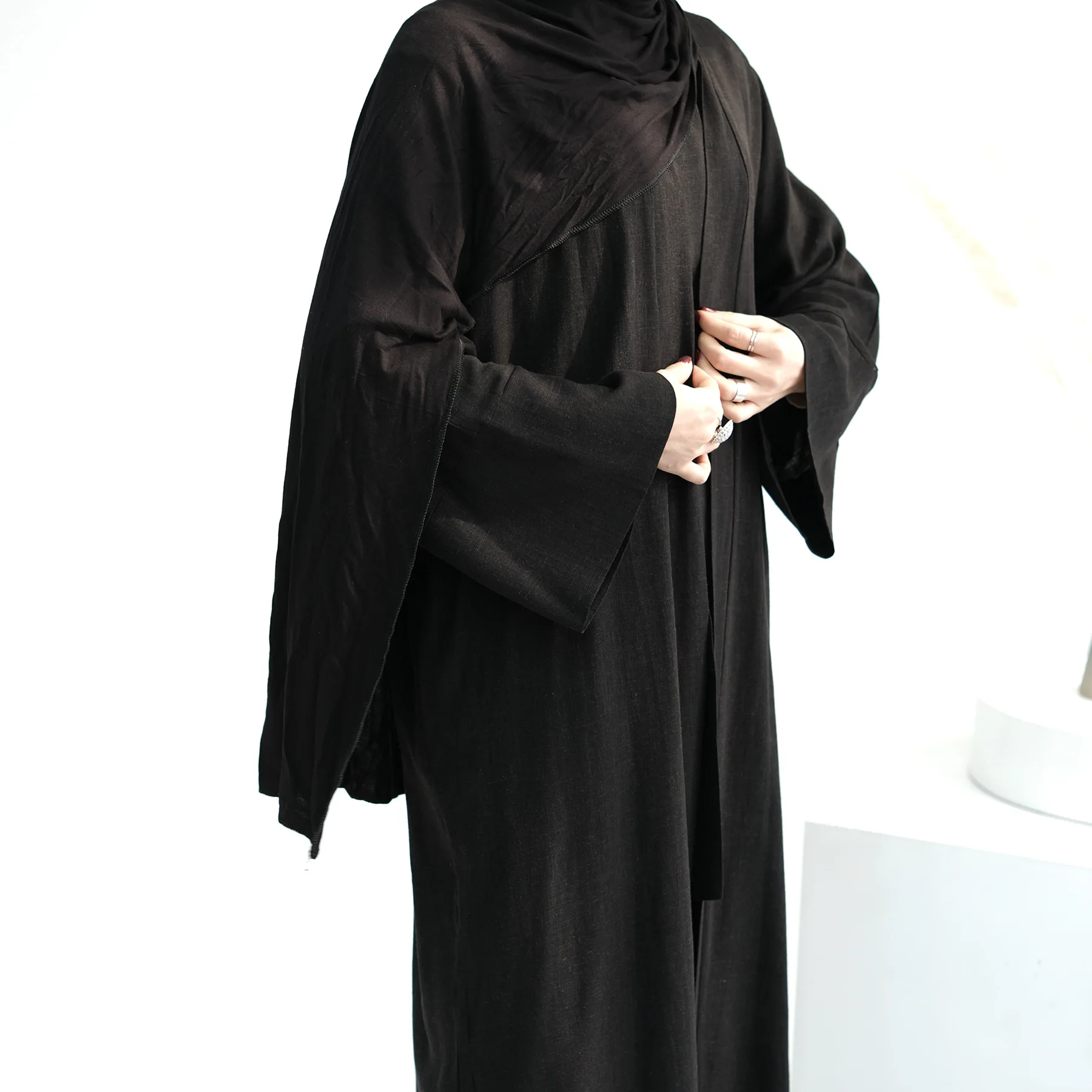 2024 оптовая продажа туника из индейки EID Ramadan Dubai скромная абайя комплект двух предметов простое женское мусульманское платье льна