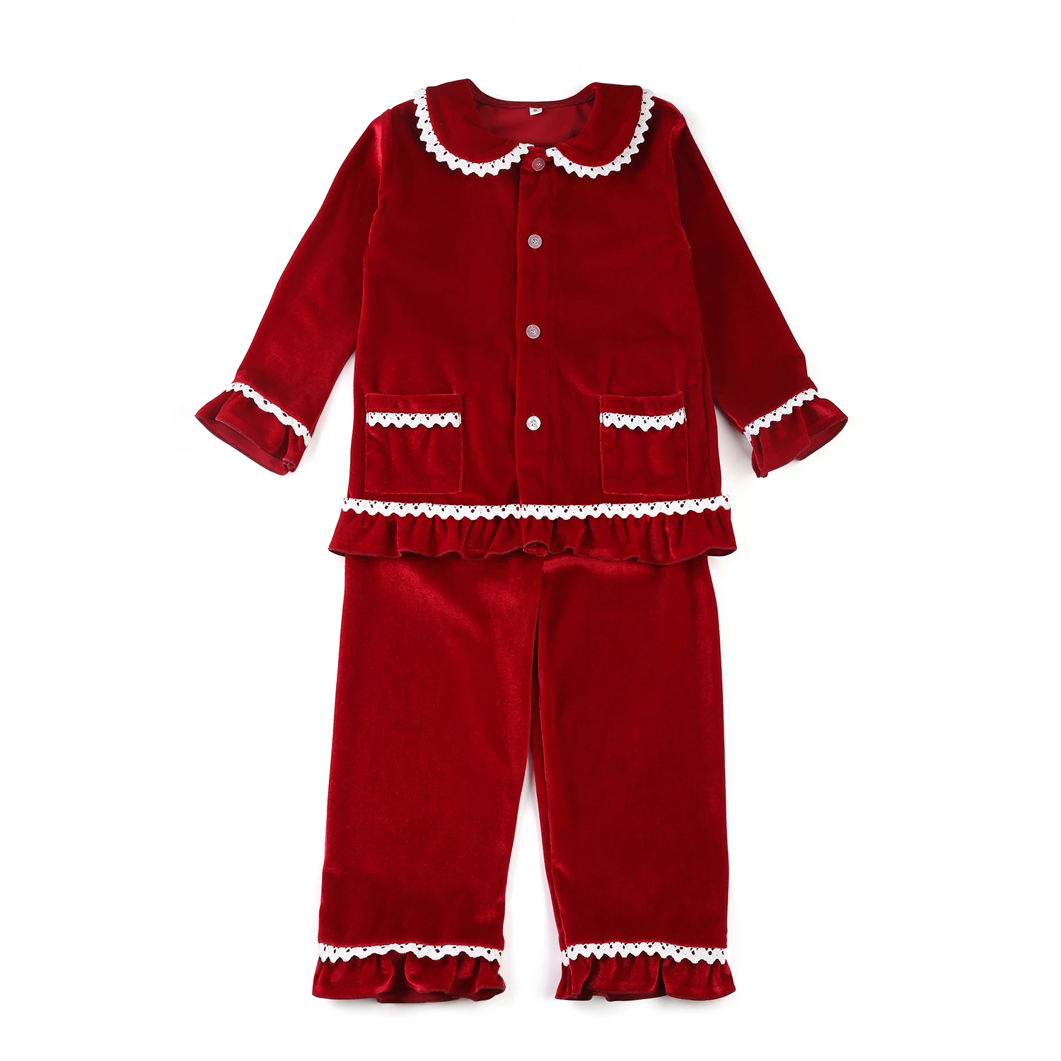 RTS Red Girls Christmas Sleepwear Family Matching Pajamas Sibling Homer Wear Kids Pyjamas Sets