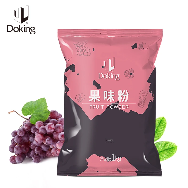 Doking Hot Selling Milk Tea Raw Materials 1kg Fresh Fruity Taste Instant  Grape Fruit Flavor Powder(Flavored Solid Drink)