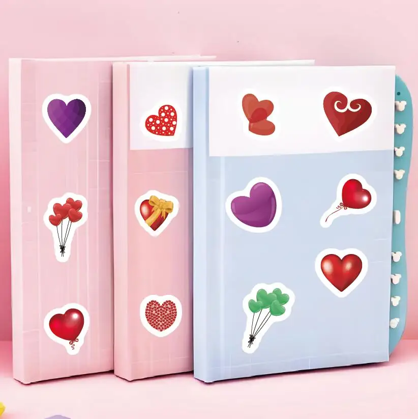 Custom Coated Paper Waterproof Vinyl Sticker Advertising Promotion Cartoon Love Heart Balloon Sticker Sheets For Kids Gifts Toys