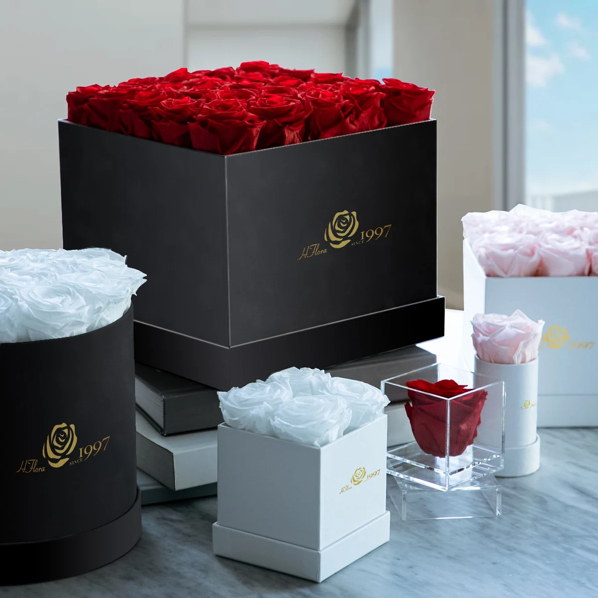 Подарки на день Святого Валентина hflower неувядающая бесконечность вечная стабилизированная Сохраненная Роза в круглой квадратной коробке форме
