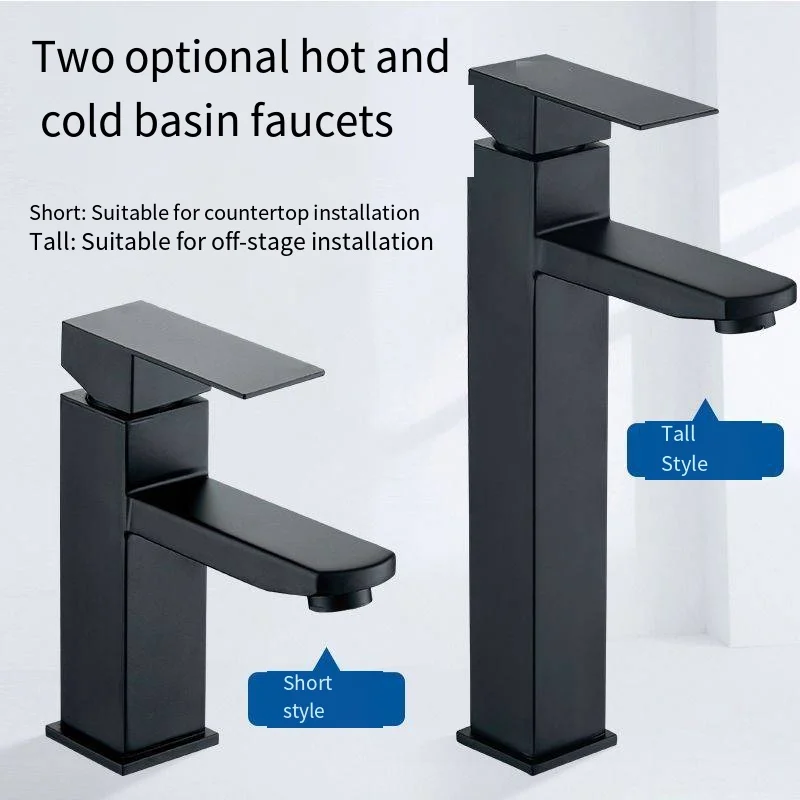 Bathroom Faucet Single Hole Black Bathroom Sink Faucet Single Handle Stainless Steel Lavatory Vanity Faucets with Supply Lines