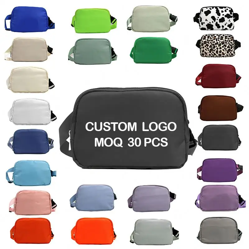 Low MOQ waterproof unisex nylon sport chest belt bum pouch men waist bag for women crossbody fanny pack custom print logo
