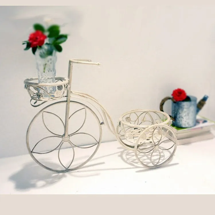 Creative Bicycle Styling Promotion Nordic Style Wrought Iron Bicycle Flower Rack Floor Flowerpot Rack Outdoor metal flower stand