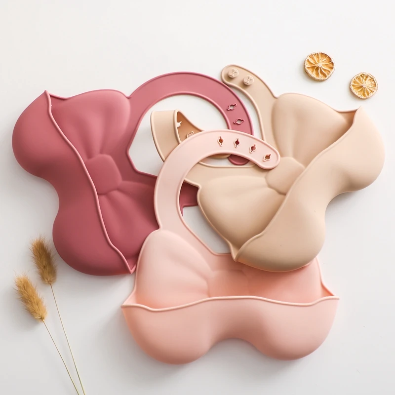 Hot Selling BPA Free Baby Bib Multicolor Solid Silica Gel Food Grade Bib for 0-12 Months for Feeding