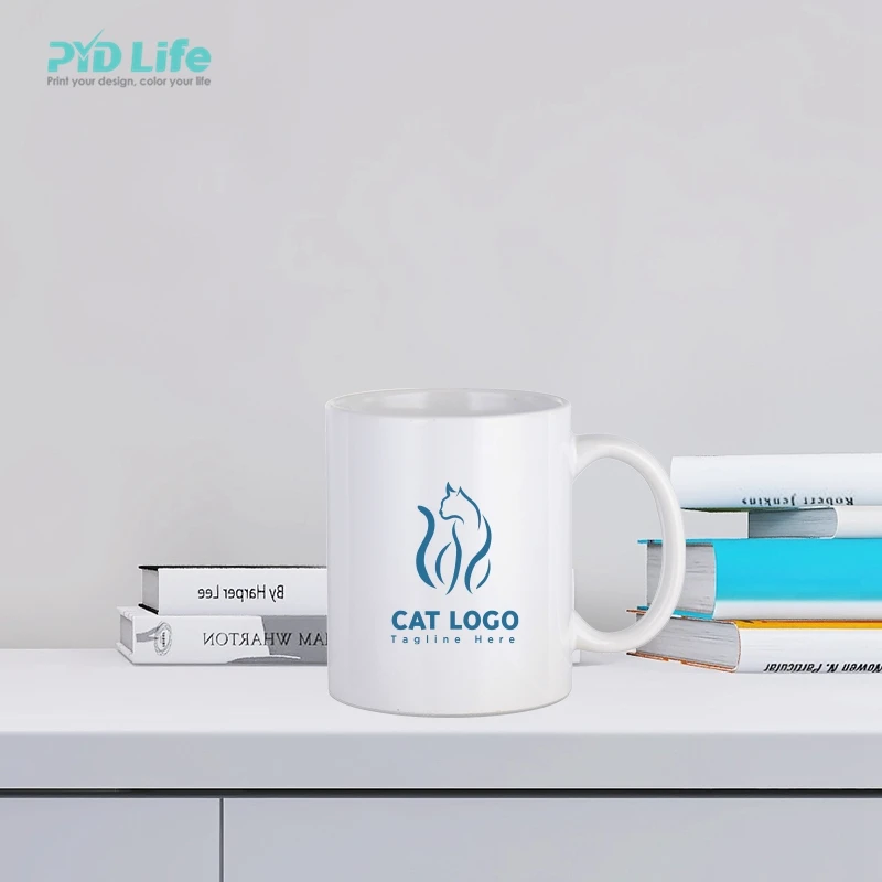 PYD Life 2021 Wholesale High Quality Sublimation 11oz White Coated Custom Mugs Ceramic Sublimation Blank Travel Coffee Mugs