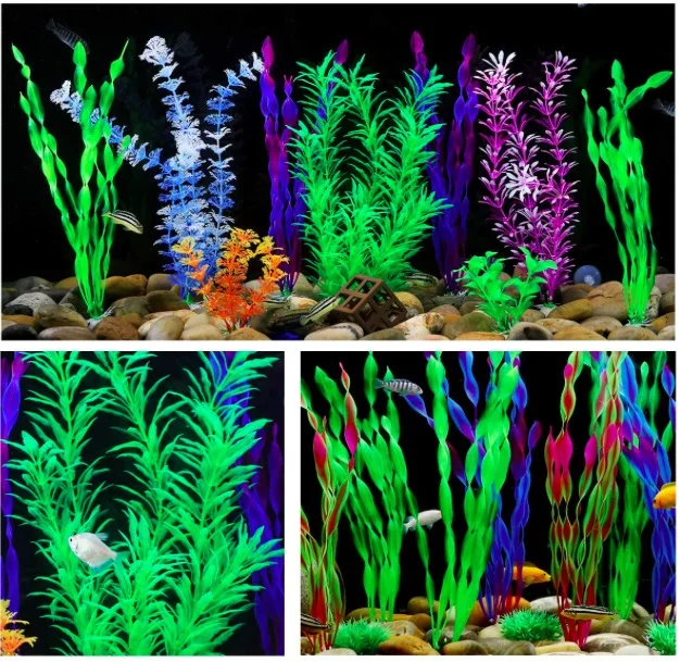 Wholesale Artificial Plastic Plants Aquarium Decor Fish Tank Decoration Ornament