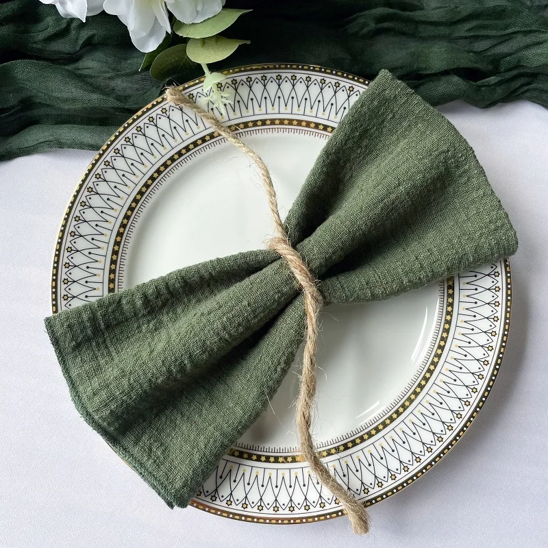 100% Soft Cotton Handmade Luxury Napkins Set Cotton and Linen Table Green Napkins Dinner Napkins
