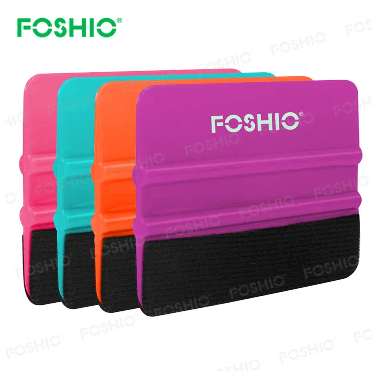 Foshio Custom Color Logo Car Film Vinyl Wrap 4 inch Fabric Felt Squeegee Plastic Scraper