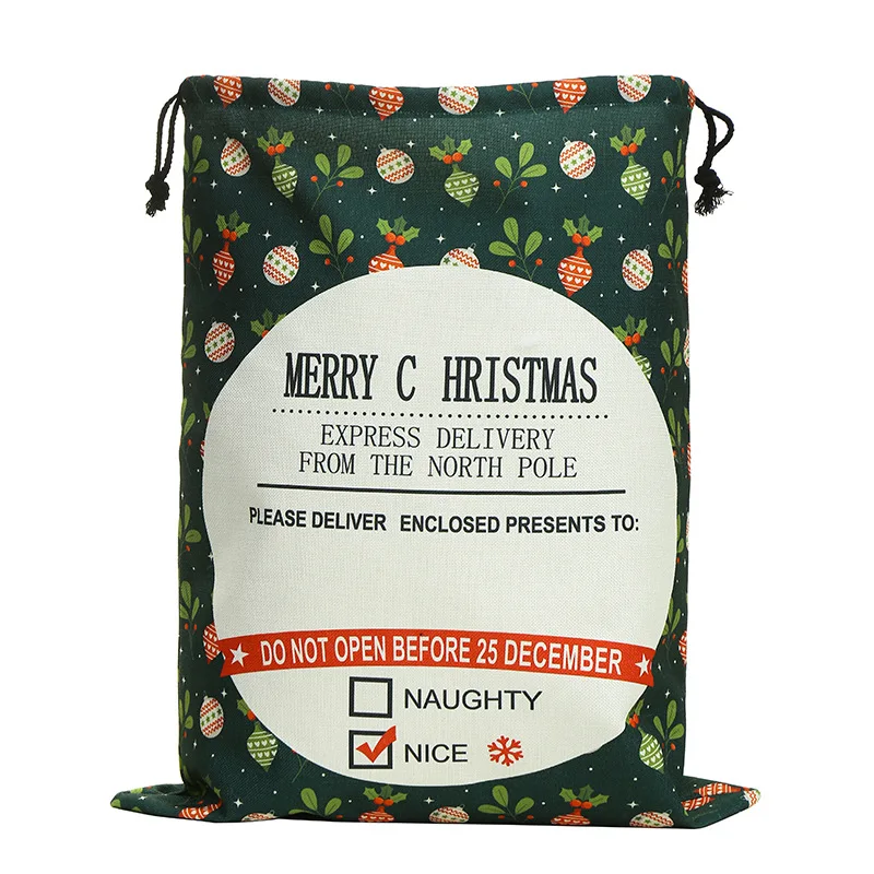 Promotional Wholesale Personalized Christmas Gift Bags Candy Bag Monogram Christmas Santa Sacks