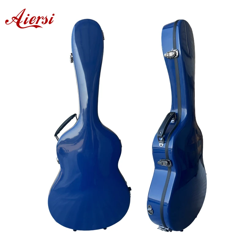 China Aiersi High Quality Blue Fiberglass Guitar Case for Classical and Acoustic Guitar