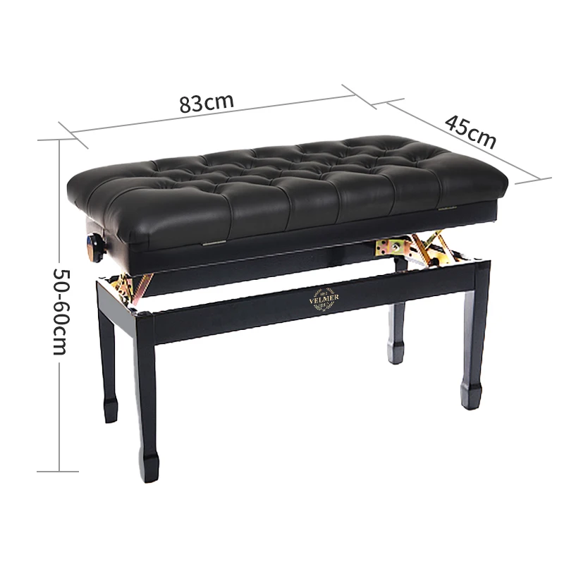 VELMER high-end  hydraulic adjustable wooden double seats adjustable piano stool bench