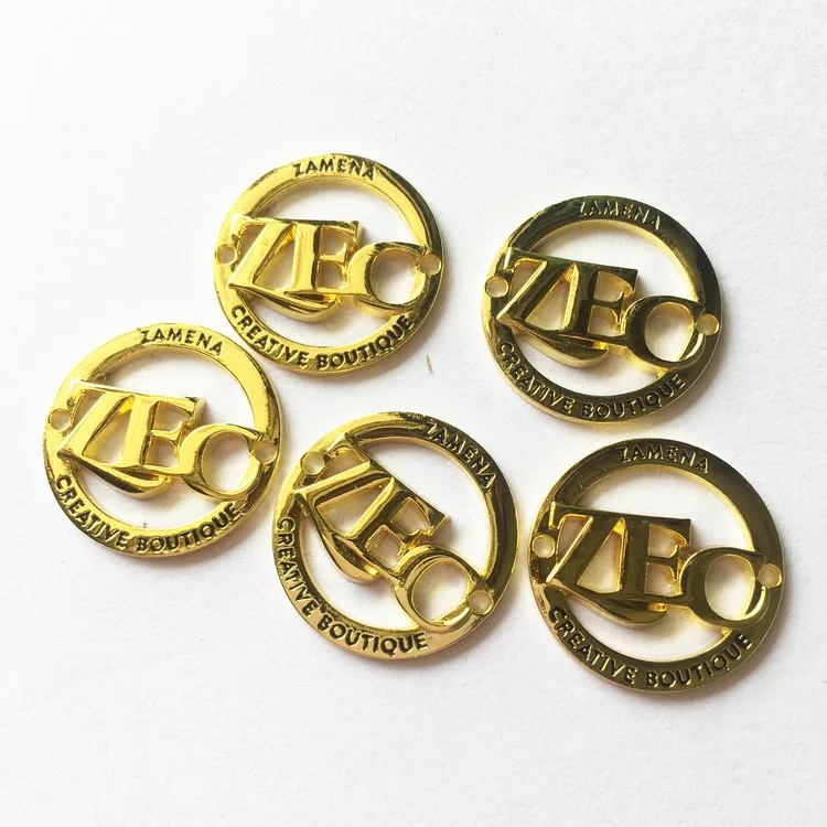 Fashion design engraved brand name custom metal logo labels tag for clothing