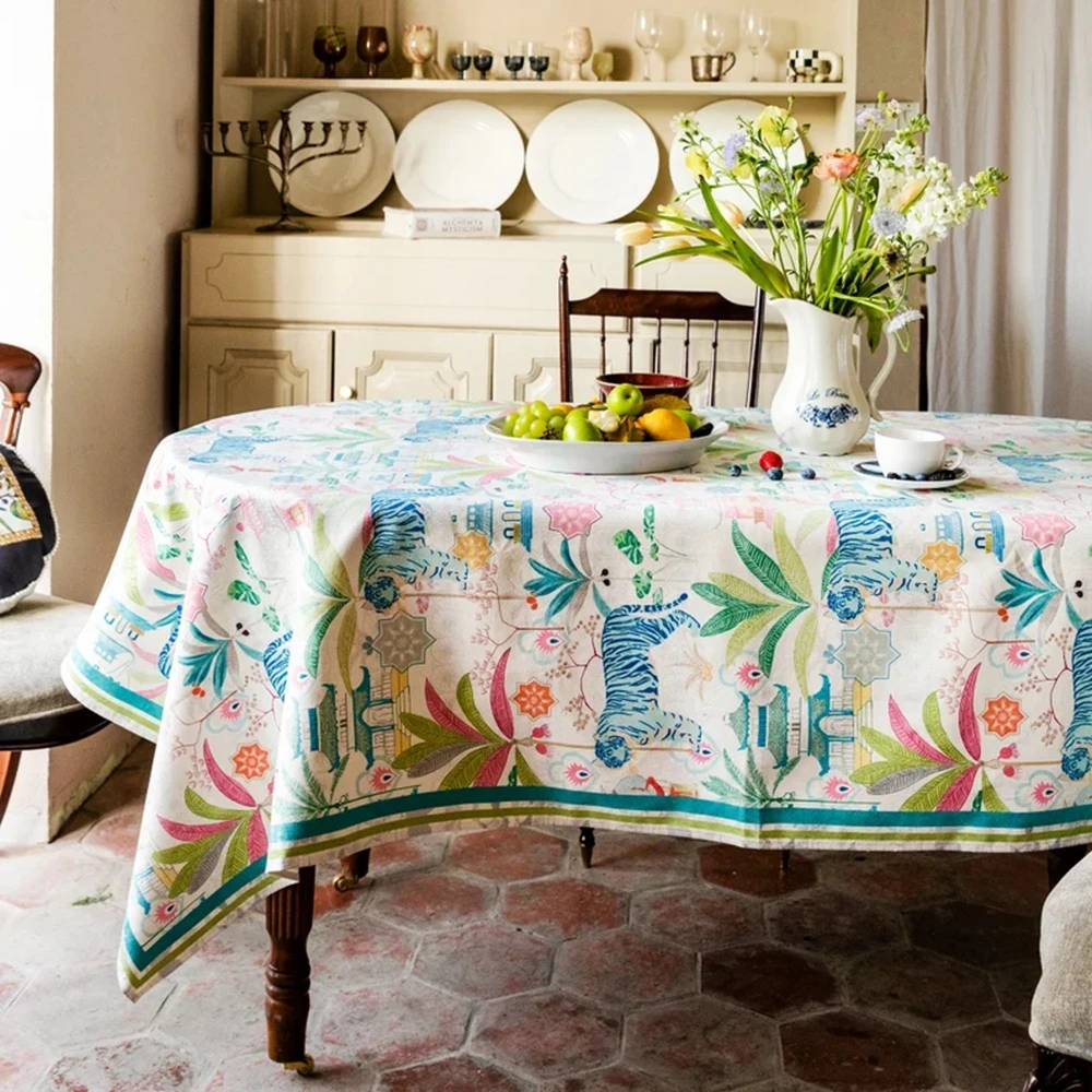 Льняная мягкая Красивая скатерть домашняя Нескользящая