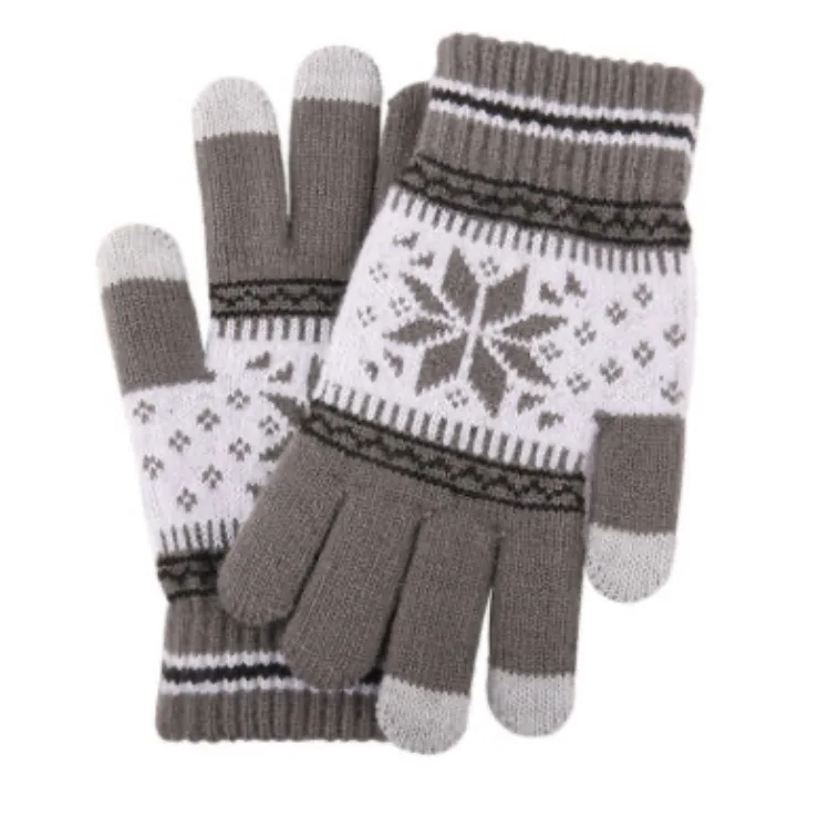 OEM Touch screen Warm Winter knitted man women fashion design jacquard logo gloves
