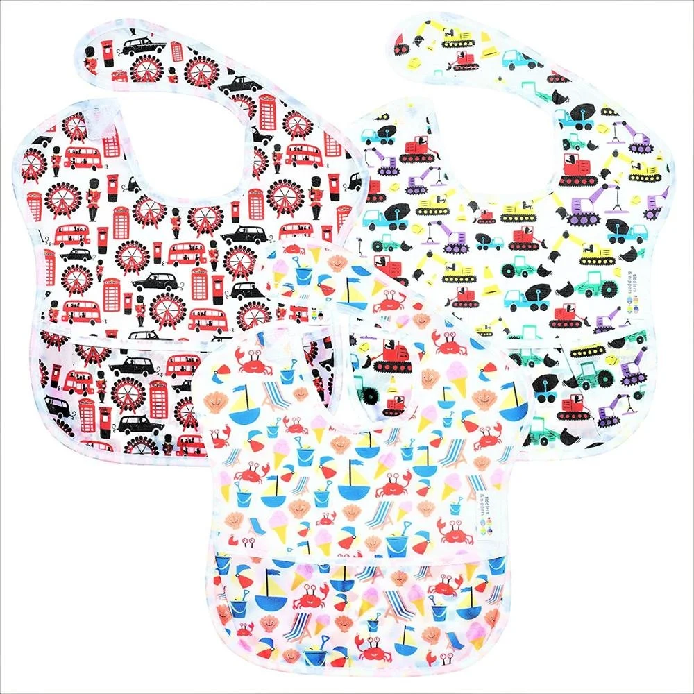
Wholesale cute cartoon soft vinyl personal care baby feeding bandana bibs 