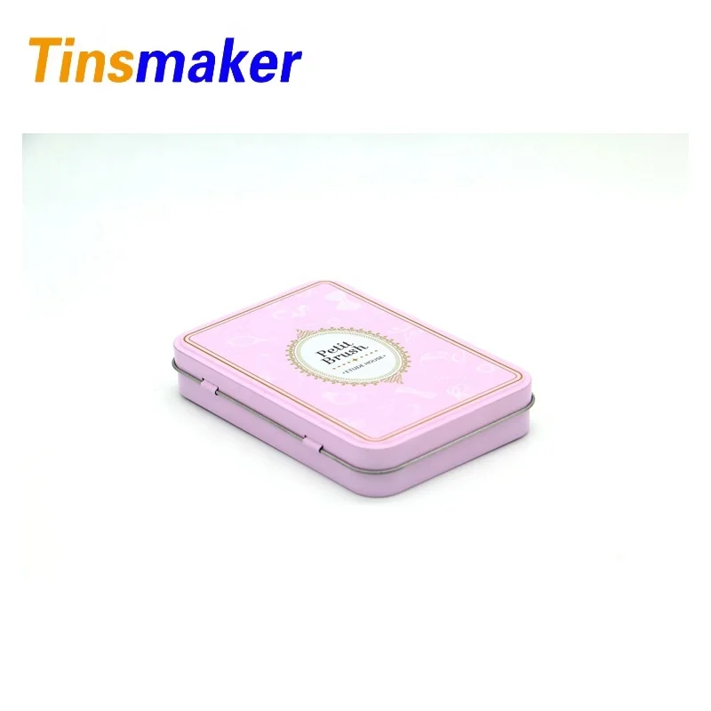 Small colored rectangular cosmetic hinged tin box Candle Tin Can Round Aluminium Metal Packaging custom box