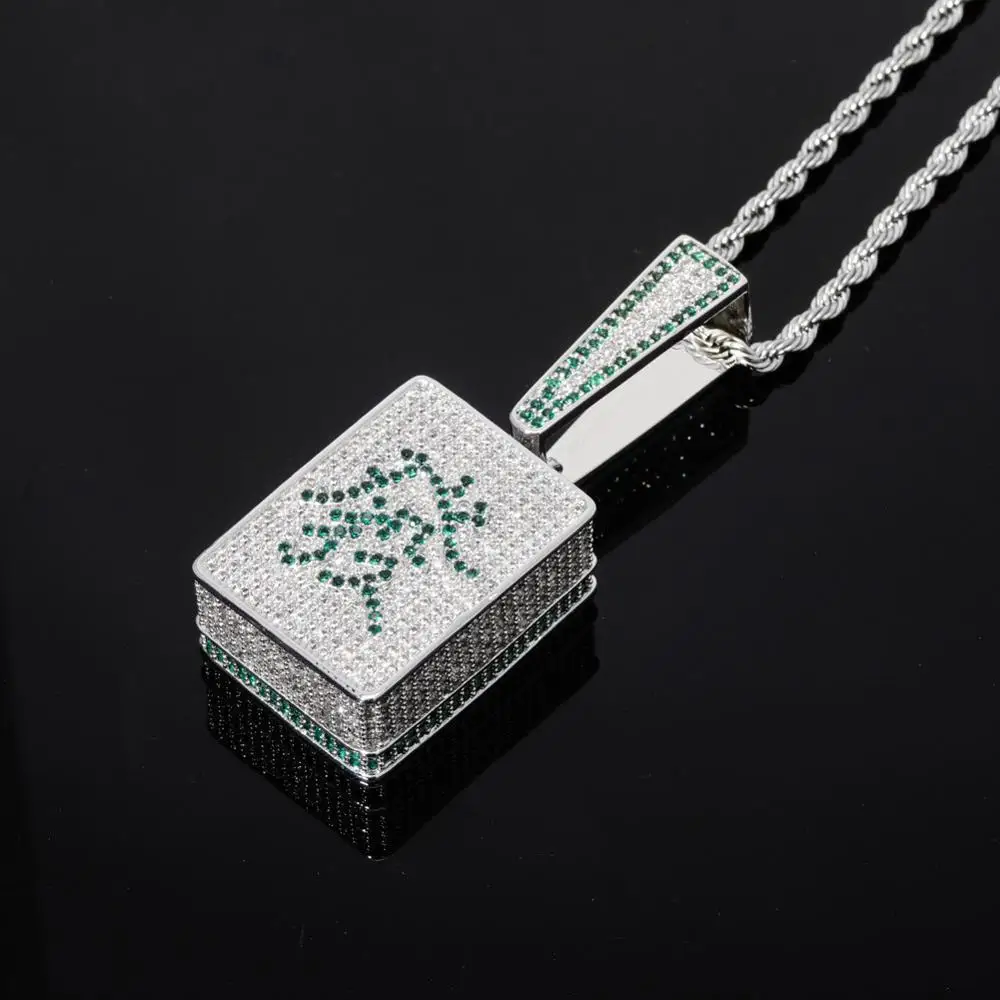 
New Arrival Mahjong Iced Out AAA CZ Prong Setting Rich Pendant 