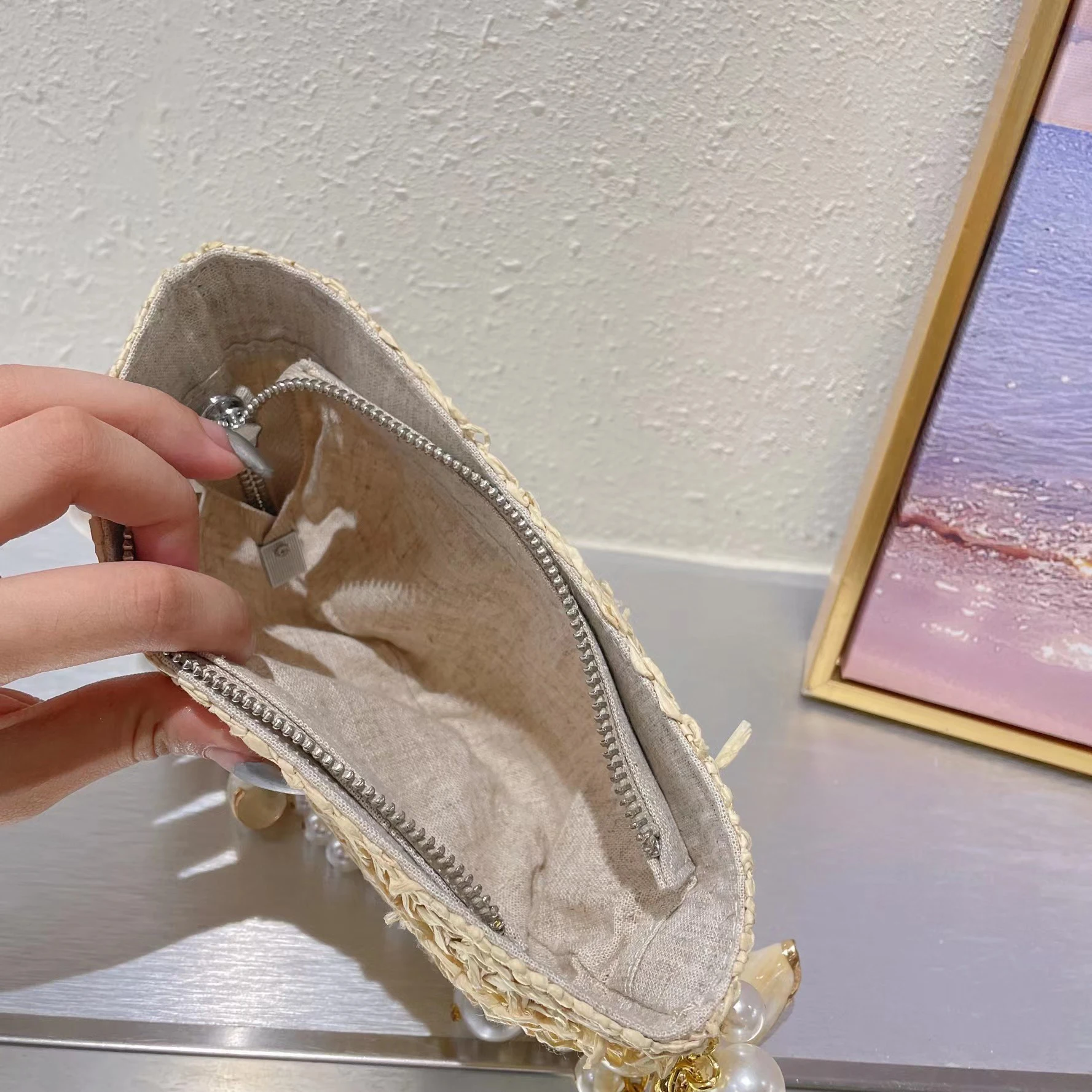 New Beach Holiday Travel Tote Bag Conch Star Straw Woven Shoulder Bag Fairy Underarm Handbag NE1128