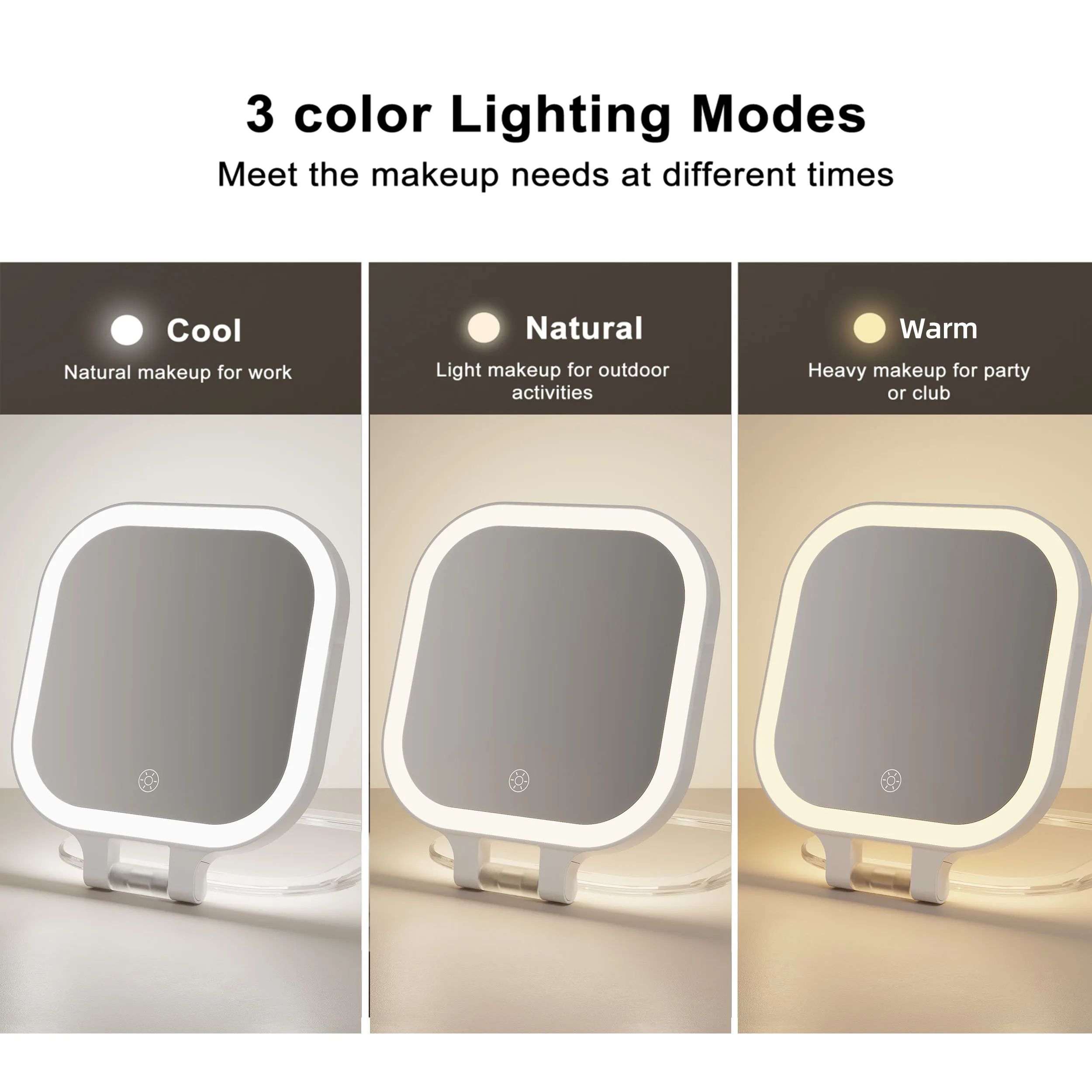 Factory Supply 10x Magnifier Double Side Portable Manufacturers Led Light Folding Travel Makeup Vanity With Lighted Mirror