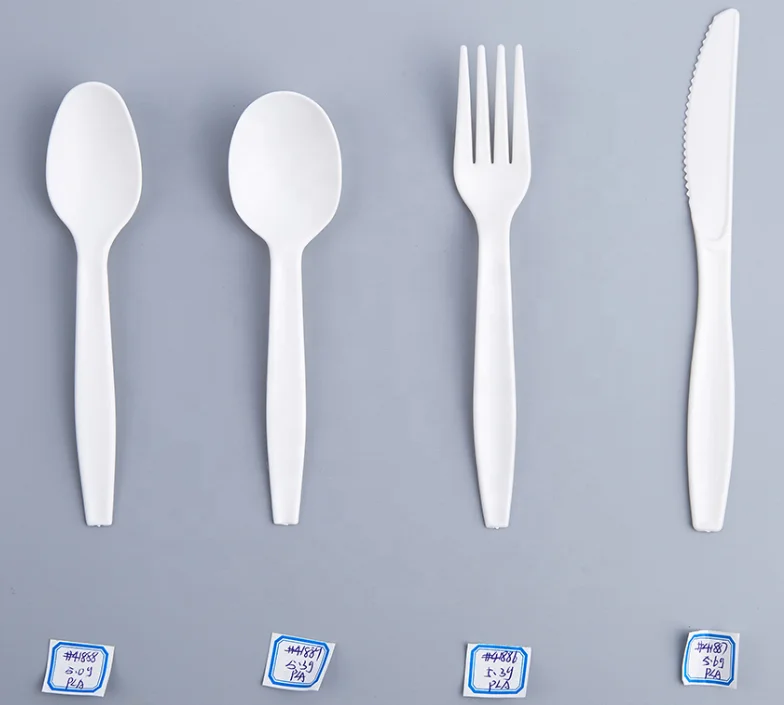 Western Restaurant Eco-friendly disposable dessert knife fork spoon pla utensil plastic compostable cutlery sets