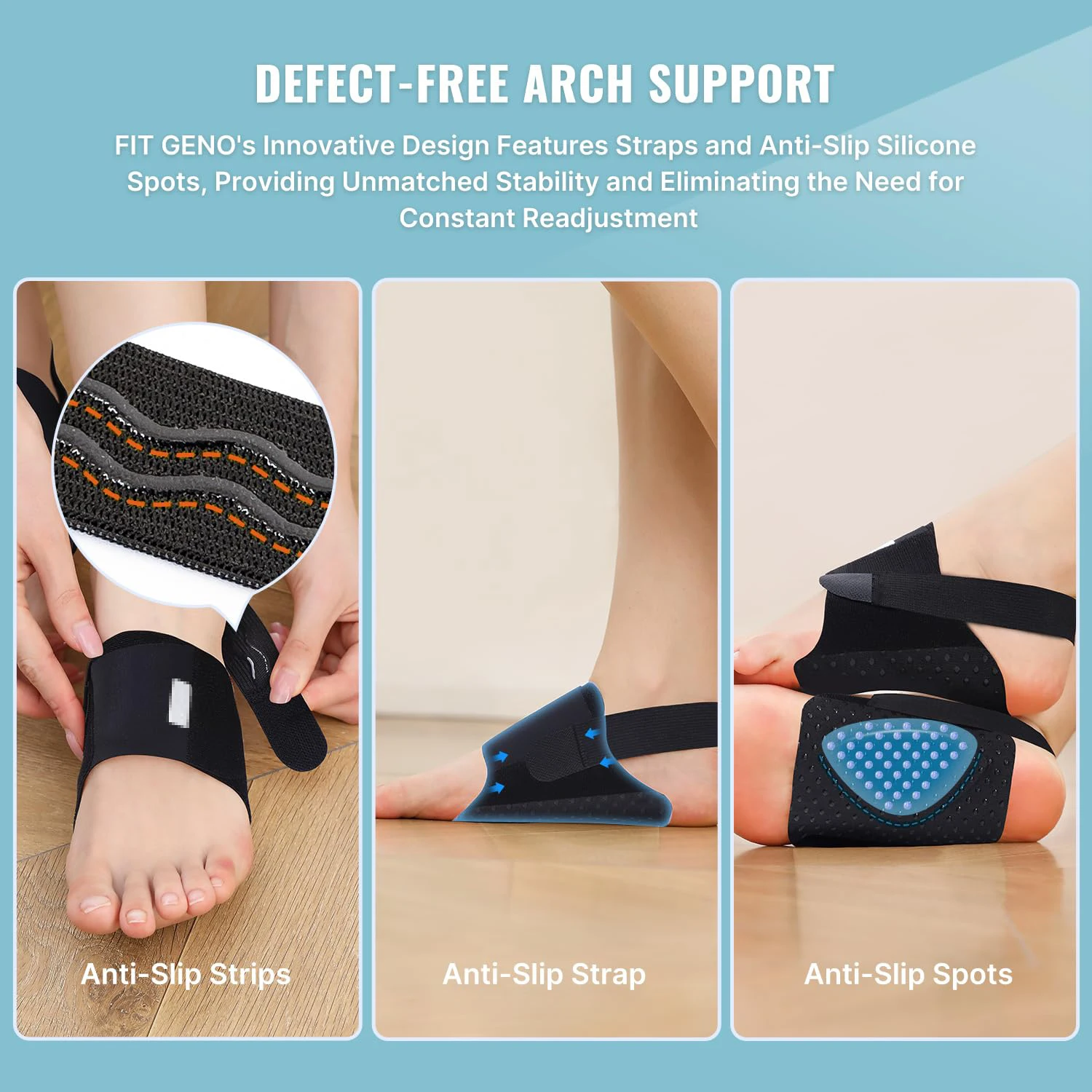 Arch Support for Plantar Fasciitis Relief: Non-Slip Unisex Arch Support Inserts Adjustable Arch Support Braces