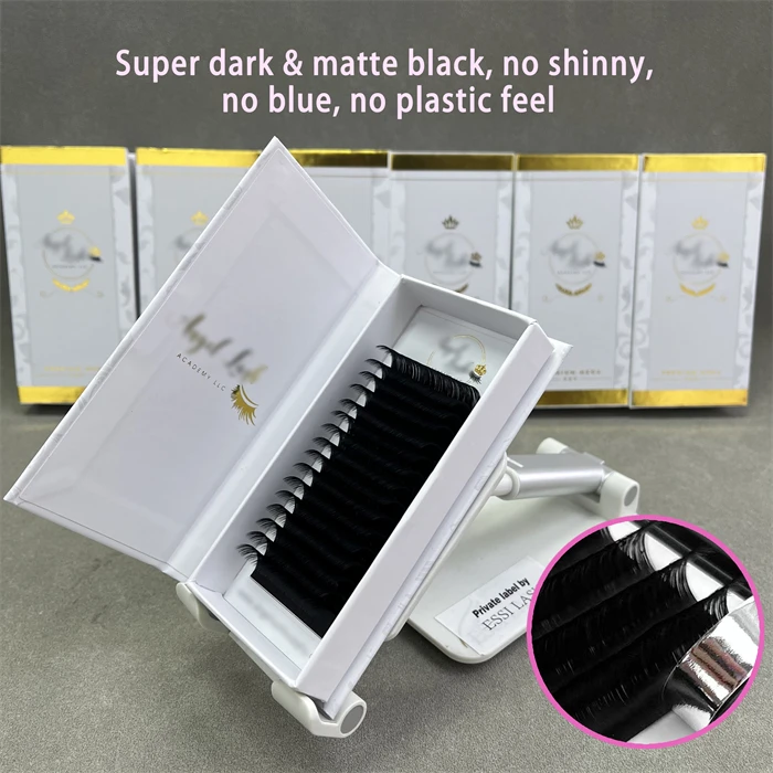 ESSILASH easy to make fans super dark fluffy matte black eyelashes 0.03 0.05 0.07 Faux Mink Eyelashes  C CC D DD L M Curl