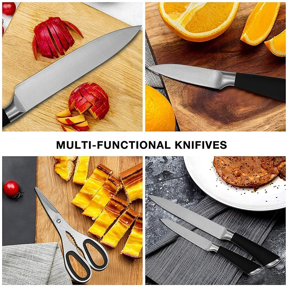 Professional 9pcs stainless steel chef kitchen knives set for kitchen wholesale professional hollow handle kitchen knife set