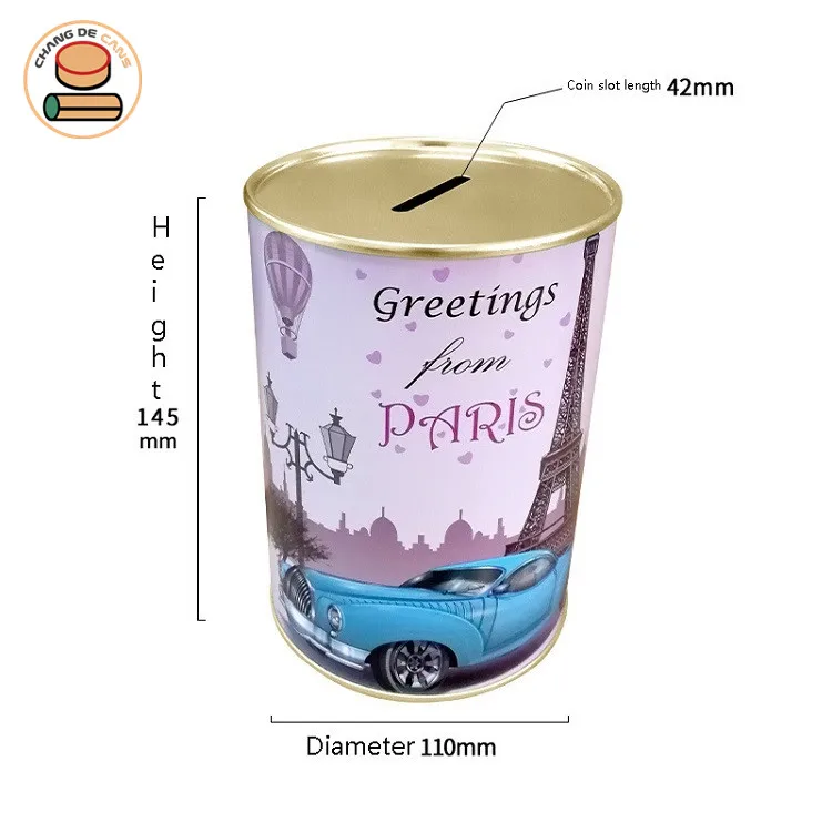 Custom Design Paper Cans Coin Bank Money Saving Box Craft Cardboard Piggy Bank For Kids