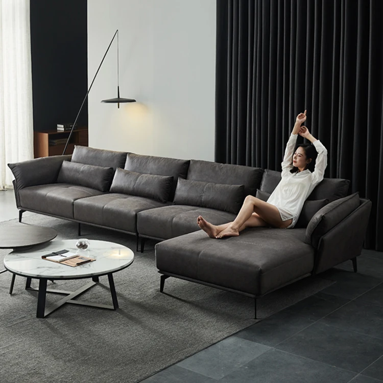 
High quality simple design modern living room upholstered cow leather sofa for home 